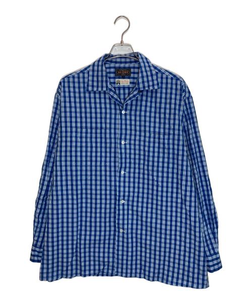 BEAMS PLUS（ビームスプラス）BEAMS PLUS (ビームスプラス) マドラス ープンカラーシャツ ブルー サイズ:Lの古着・服飾アイテム