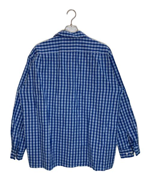 BEAMS PLUS（ビームスプラス）BEAMS PLUS (ビームスプラス) マドラス ープンカラーシャツ ブルー サイズ:Lの古着・服飾アイテム