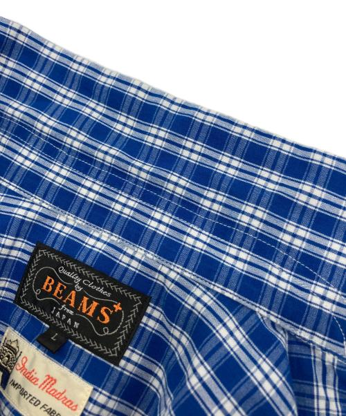 BEAMS PLUS（ビームスプラス）BEAMS PLUS (ビームスプラス) マドラス ープンカラーシャツ ブルー サイズ:Lの古着・服飾アイテム