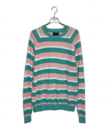 BEAMS PLUS（ビームスプラス）の古着「Crew Light Multi Stripe」｜ピンク×グリーン