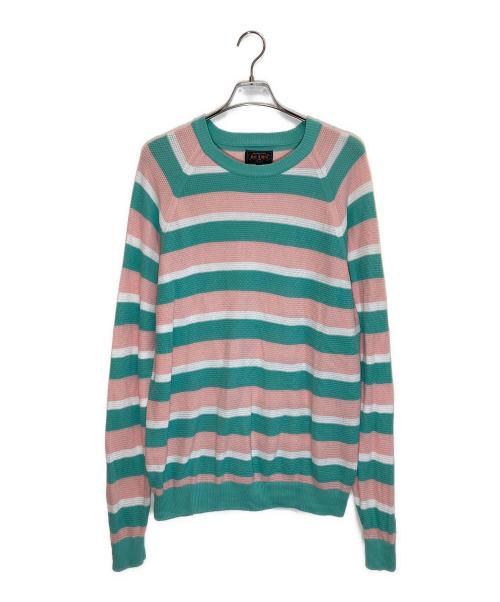 BEAMS PLUS（ビームスプラス）BEAMS PLUS (ビームスプラス) Crew Light Multi Stripe ピンク×グリーン サイズ:XLの古着・服飾アイテム