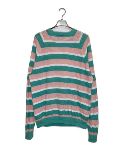 BEAMS PLUS（ビームスプラス）BEAMS PLUS (ビームスプラス) Crew Light Multi Stripe ピンク×グリーン サイズ:XLの古着・服飾アイテム