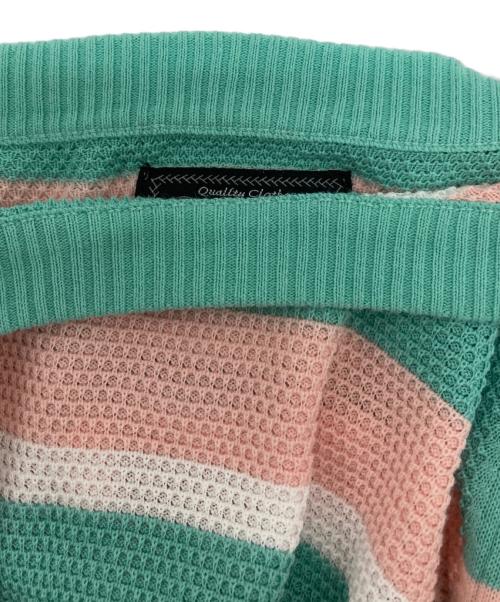 BEAMS PLUS（ビームスプラス）BEAMS PLUS (ビームスプラス) Crew Light Multi Stripe ピンク×グリーン サイズ:XLの古着・服飾アイテム