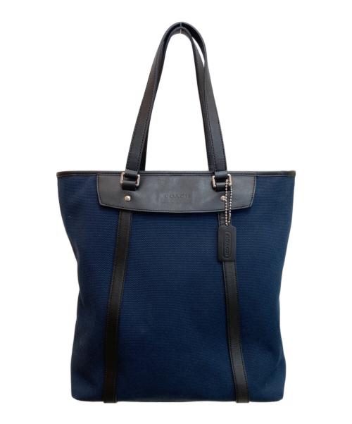 COACH（コーチ）COACH (コーチ) キャンバスレザートートバッグ ネイビー サイズ:-の古着・服飾アイテム