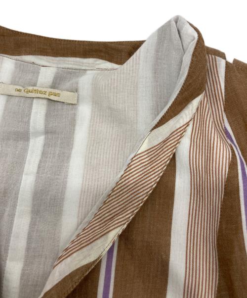 ne quittez pas（ヌキテパ）ne quittez pas (ヌキテパ) Cotton Stripe V Neck Dress ブラウン サイズ:Ⅿの古着・服飾アイテム
