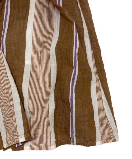 ne quittez pas（ヌキテパ）ne quittez pas (ヌキテパ) Cotton Stripe V Neck Dress ブラウン サイズ:Ⅿの古着・服飾アイテム