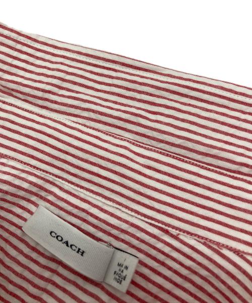 COACH（コーチ）COACH (コーチ) シアサッカー ボタン ダウン シャツ ホワイト×レッド サイズ:Ⅿの古着・服飾アイテム
