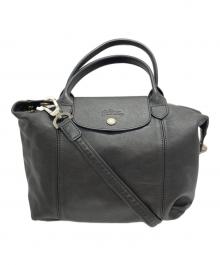 LONGCHAMP（ロンシャン）の古着「ル・プリアージュ キュイール 2WAYレザートートバッグ」｜ブラック