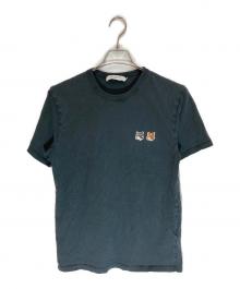 maison kitsune（メゾンキツネ）の古着「ダブルフォックスヘッドパッチＴシャツ」｜ブラック