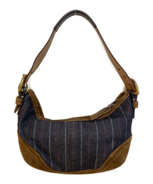 COACH（コーチ）COACH (コーチ) デニム地ワンハンドバッグ ブラウン×ネイビー サイズ:-の古着・服飾アイテム
