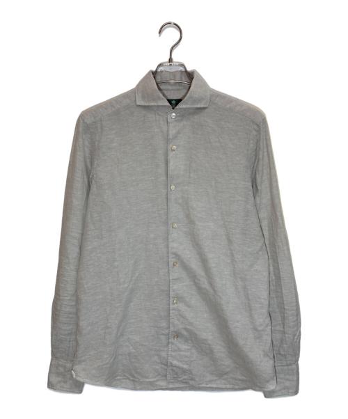 BORRELLI（ボレッリ）BORRELLI (ボレッリ) リネンコットンポプリンイタリアンカラーカジュアルシャツ グレー サイズ:SIZE Mの古着・服飾アイテム