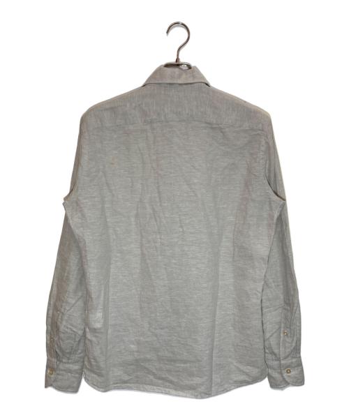 BORRELLI（ボレッリ）BORRELLI (ボレッリ) リネンコットンポプリンイタリアンカラーカジュアルシャツ グレー サイズ:SIZE Mの古着・服飾アイテム