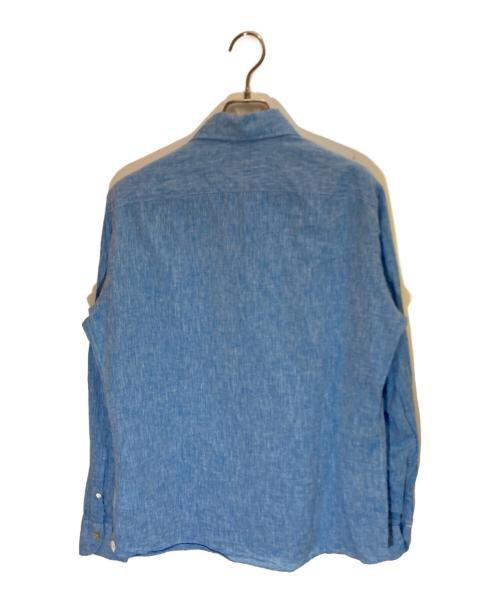 BORRELLI（ボレッリ）BORRELLI (ボレッリ) リネンコットンポプリンイタリアンカラーカジュアルシャツ ブルー サイズ:SIZE Mの古着・服飾アイテム