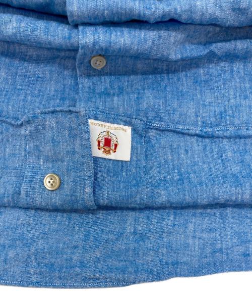 BORRELLI（ボレッリ）BORRELLI (ボレッリ) リネンコットンポプリンイタリアンカラーカジュアルシャツ ブルー サイズ:SIZE Mの古着・服飾アイテム