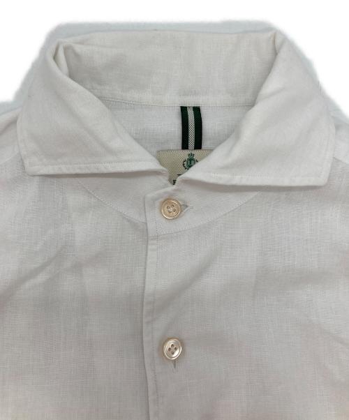 BORRELLI（ボレッリ）BORRELLI (ボレッリ) リネンコットンポプリンイタリアンカラーカジュアルシャツ ホワイト サイズ:SIZE Mの古着・服飾アイテム