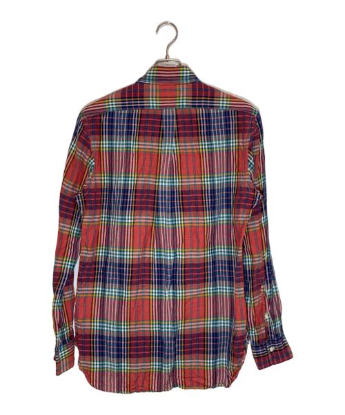 RALPH LAUREN（ラルフローレン）RALPH LAUREN (ラルフローレン) リネンブレンドチェックシャツ レッド×ネイビー サイズ:Ⅿの古着・服飾アイテム