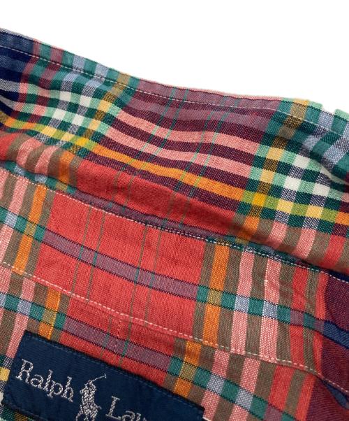 RALPH LAUREN（ラルフローレン）RALPH LAUREN (ラルフローレン) リネンブレンドチェックシャツ レッド×ネイビー サイズ:Ⅿの古着・服飾アイテム