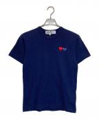 PLAY COMME des GARCONSプレイコムデギャルソン）の古着「ダブルハートワッペンTシャツ」｜ネイビー