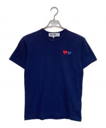 PLAY COMME des GARCONS（プレイコムデギャルソン）の古着「ダブルハートワッペンTシャツ」｜ネイビー