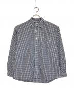 CAHLUMNカウラム）の古着「Magazine Pocket Broad Shirt」｜ホワイト×ネイビー