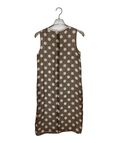 'S Max Mara（エスマックスマーラ）'S Max Mara (エスマックスマーラ) コットンシルクノースリーブドットワンピース ブラウン×ベージュ サイズ:SIZE J40の古着・服飾アイテム