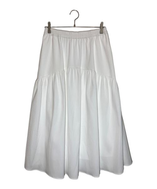 23区（ニジュウサンク）23区 (ニジュウサンク) ボリュームプリーツスカート ホワイト サイズ:SIZE 46の古着・服飾アイテム