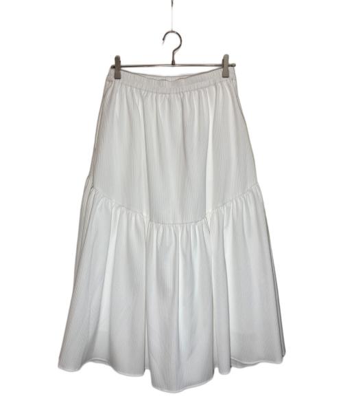 23区（ニジュウサンク）23区 (ニジュウサンク) ボリュームプリーツスカート ホワイト サイズ:SIZE 46の古着・服飾アイテム