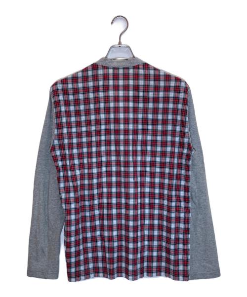COMME des GARCONS HOMME（コムデギャルソン オム）COMME des GARCONS HOMME (コムデギャルソン オム) ブラックウォッチ切替カーディガン グレー×レッド サイズ:Sの古着・服飾アイテム