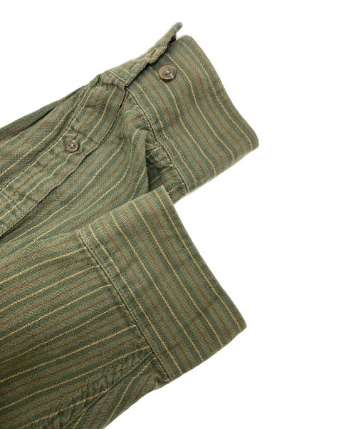 ARROW（アロー）ARROW (アロー) ボタンダウンストライプシャツ グリーン サイズ:Lの古着・服飾アイテム