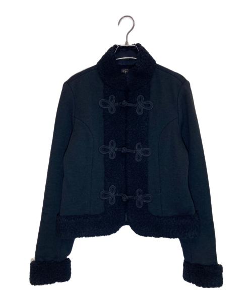 RRL（ダブルアールエル）RRL (ダブルアールエル) フェイクシアリングトリム ニット ウール ジャケット ブラック サイズ:2の古着・服飾アイテム