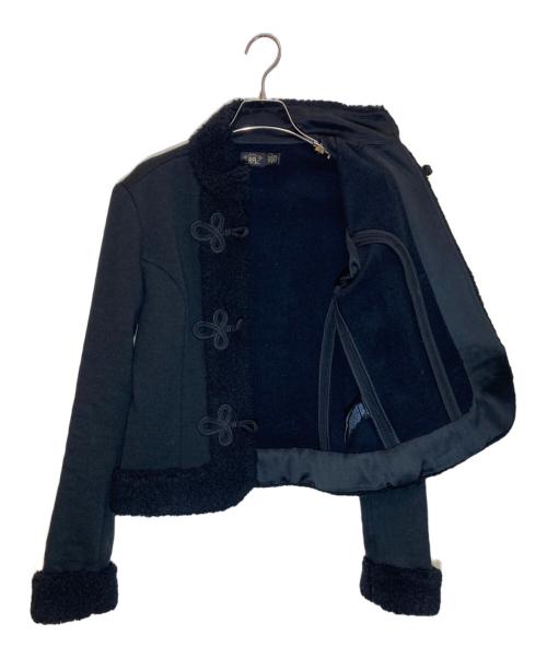 RRL（ダブルアールエル）RRL (ダブルアールエル) フェイクシアリングトリム ニット ウール ジャケット ブラック サイズ:2の古着・服飾アイテム