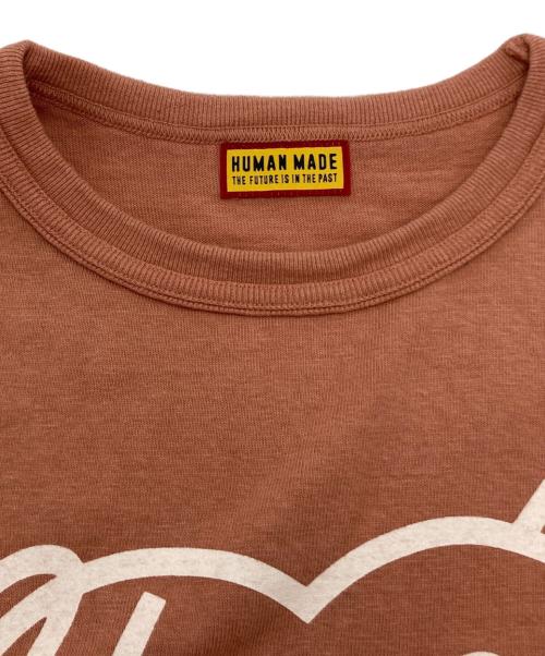 HUMAN MADE（ヒューマンメイド）HUMAN MADE (ヒューマンメイド) ハートロゴプリントTシャツ ピンクブラウン サイズ:SIZE Mの古着・服飾アイテム