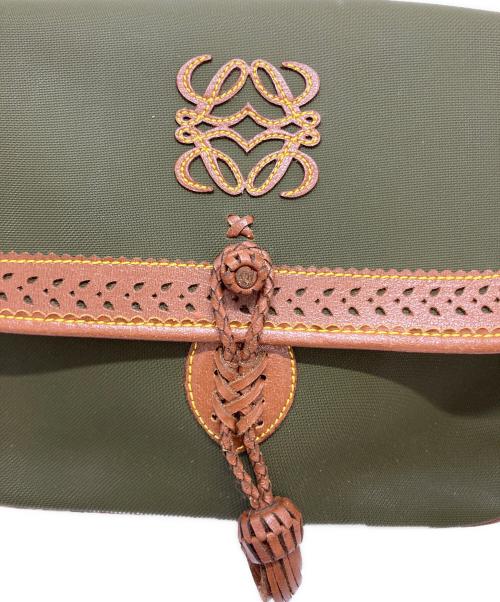 LOEWE（ロエベ）LOEWE (ロエベ) アナグラムショルダーバッグ グリーン×ブラウンの古着・服飾アイテム