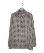 Burberry'sバーバリーズ）の古着「ホースロゴ総柄シャツブラウス」｜ベージュ