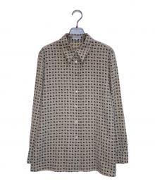 Burberry's（バーバリーズ）の古着「ホースロゴ総柄シャツブラウス」｜ベージュ