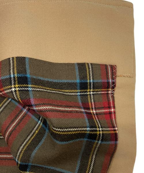 Yves Saint Laurent（イヴサンローラン）Yves Saint Laurent (イヴサンローラン) 裏地チェックウールステンカラーコート ベージュ サイズ:-の古着・服飾アイテム