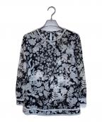 LEONARD FASHIONレオナールファッション）の古着「花柄ブラウス」｜ホワイト×ブラック