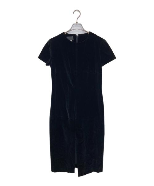 GIANNI VERSACE（ジャンニ・ヴェルサーチ）GIANNI VERSACE (ジャンニ・ヴェルサーチ) ベロア半袖ワンピース ブラック サイズ:42の古着・服飾アイテム