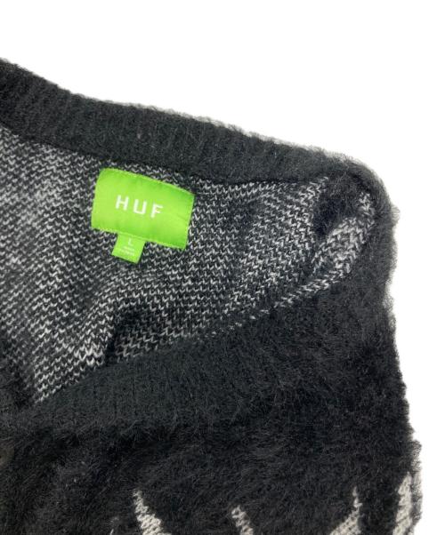 HUF（ハフ）HUF (ハフ) CRACKED CARDIGAN ブラック サイズ:Lの古着・服飾アイテム