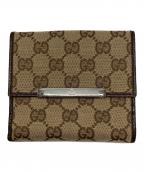 GUCCIグッチ）の古着「GGキャンバスWホック財布」｜ベージュ