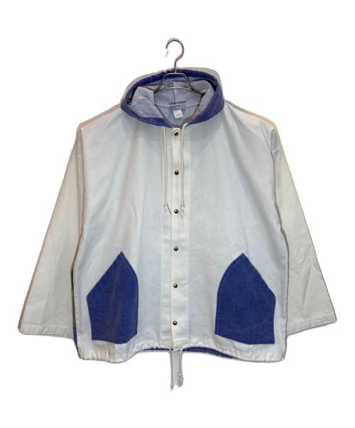 MICHIGAN RAG Co.（ミシガンラグ）MICHIGAN RAG CO. (ミシガンラグ) フーデッドジャケット ホワイト×ブルー サイズ:Lの古着・服飾アイテム