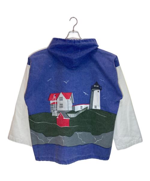 MICHIGAN RAG Co.（ミシガンラグ）MICHIGAN RAG CO. (ミシガンラグ) フーデッドジャケット ホワイト×ブルー サイズ:Lの古着・服飾アイテム