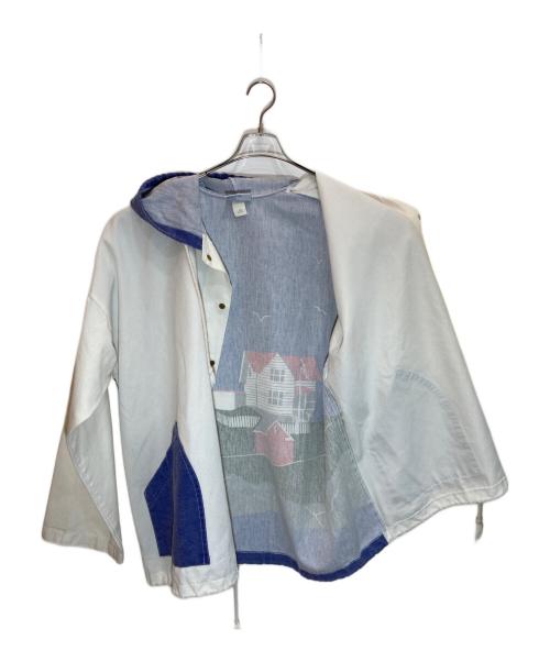 MICHIGAN RAG Co.（ミシガンラグ）MICHIGAN RAG CO. (ミシガンラグ) フーデッドジャケット ホワイト×ブルー サイズ:Lの古着・服飾アイテム