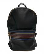 PAUL SMITHポールスミス）の古着「シグネチャージップストライプ レザーバックパック」｜ブラック