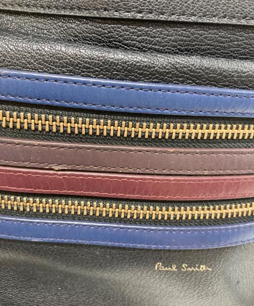 PAUL SMITH（ポールスミス）Paul Smith (ポールスミス) シグネチャージップストライプ レザーバックパック ブラック サイズ:-の古着・服飾アイテム