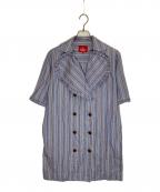 Vivienne Westwood RED LABELヴィヴィアンウエストウッドレッドレーベル）の古着「ラブフリルストライプシャツワンピース」｜ブルー