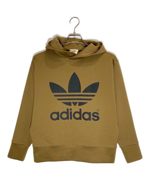 adidas（アディダス）adidas (アディダス) HYKE (ハイク) ロゴプリントパーカー ブラウン サイズ:XSの古着・服飾アイテム