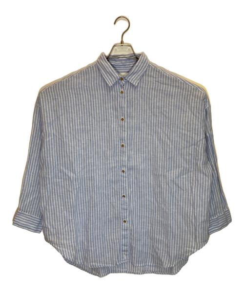 Spick and Span（スピック＆スパン）Spick and Span (スピック＆スパン) 80リネンカシュクール ビッグシャツ ホワイト×ブルー サイズ:SIZE Freeの古着・服飾アイテム
