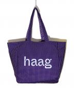 HAAGハーグ）の古着「グレープチェックロゴトートバッグ」｜パープル