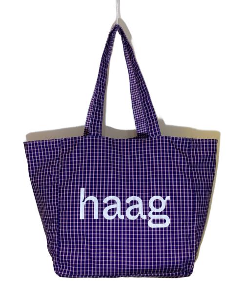 HAAG（ハーグ）haag (ハーグ) グレープチェックロゴトートバッグ パープル サイズ:-の古着・服飾アイテム